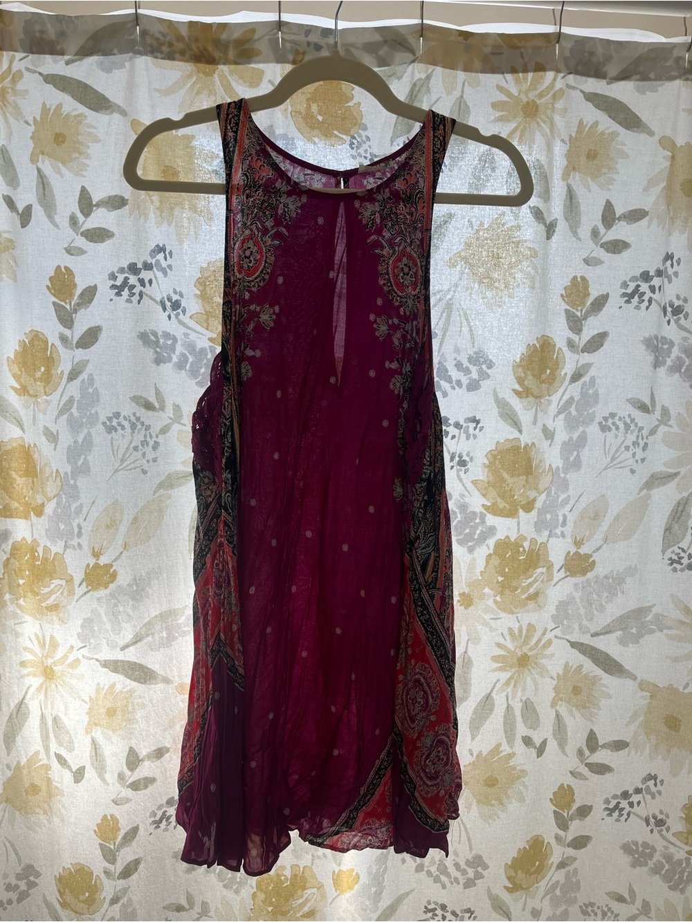 Free People Paisley Sleeveless Tunic in Magenta and Coral